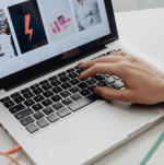 Building website on laptop